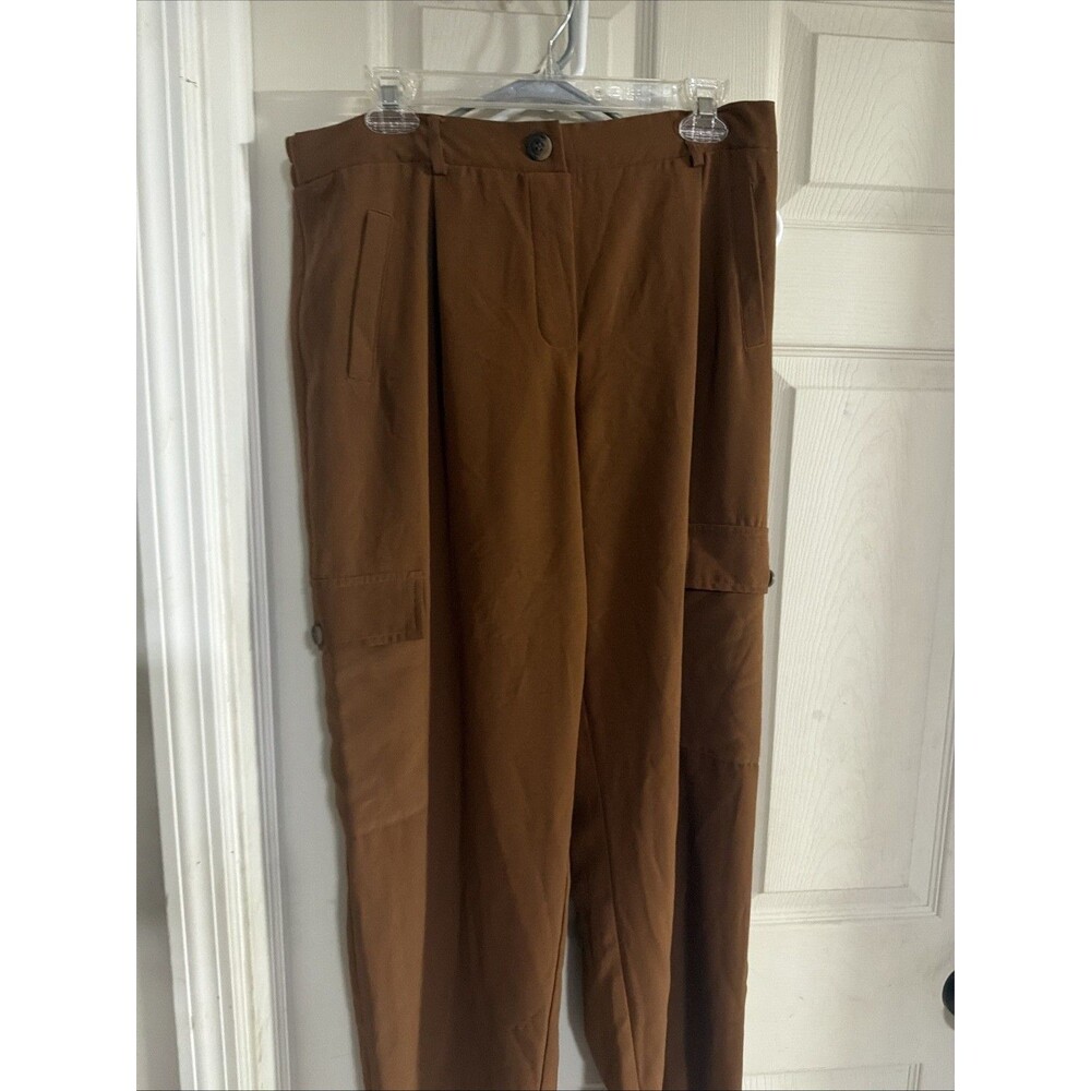 SOHO Women's Brown Cargo Pants Elastic Waste Pull On Size L $48